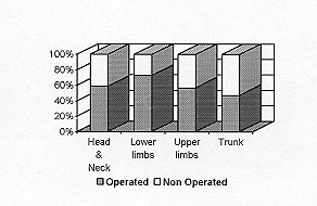 Fig. 10 - Comparison of localization of burns 