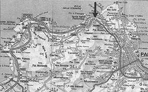 Fig.2 - Map showing distances between Palermo,