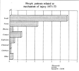 Fig. I - Distribution of burn injuries treated at the Kosice Saca Bums Centre, Slovakia (1971-93).