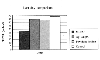 Fig. 6 - Evolution using MEBO ointment. Superficial partialthickness bum. Appearance on day 7 post-burn.