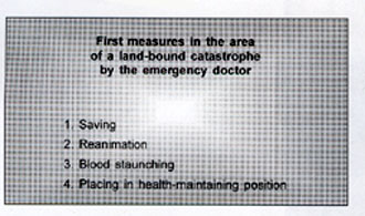 Fig. 1Basic medical measures for saving lives in accidents and disasters on land.