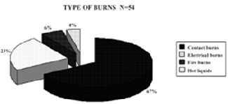 Fig. 1Types of burns that caused injury to the hand palmar surface.