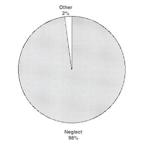 Fig. 4 - Amount of guilt in thermic injuries in children:0-3 years. 