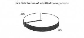 Fig. 1 - Sex distribution of admitted burn patients (320 females, 467 males)