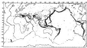 Fig. I - World distribution of earthquakes of more than magnitude 4.0. About one-tenth of these earthquakes occurred in and around Japan.