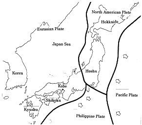 Fig. 2 - The four tectonic plates on which Japan is located.