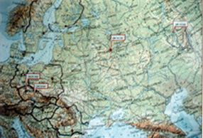 Fig. 1a Map of road to Ufa, with dates