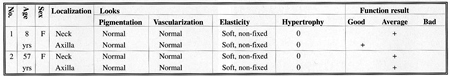 Table 3Survey of scars