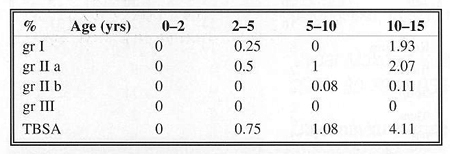 Table 6Explosion - TBSA and depth